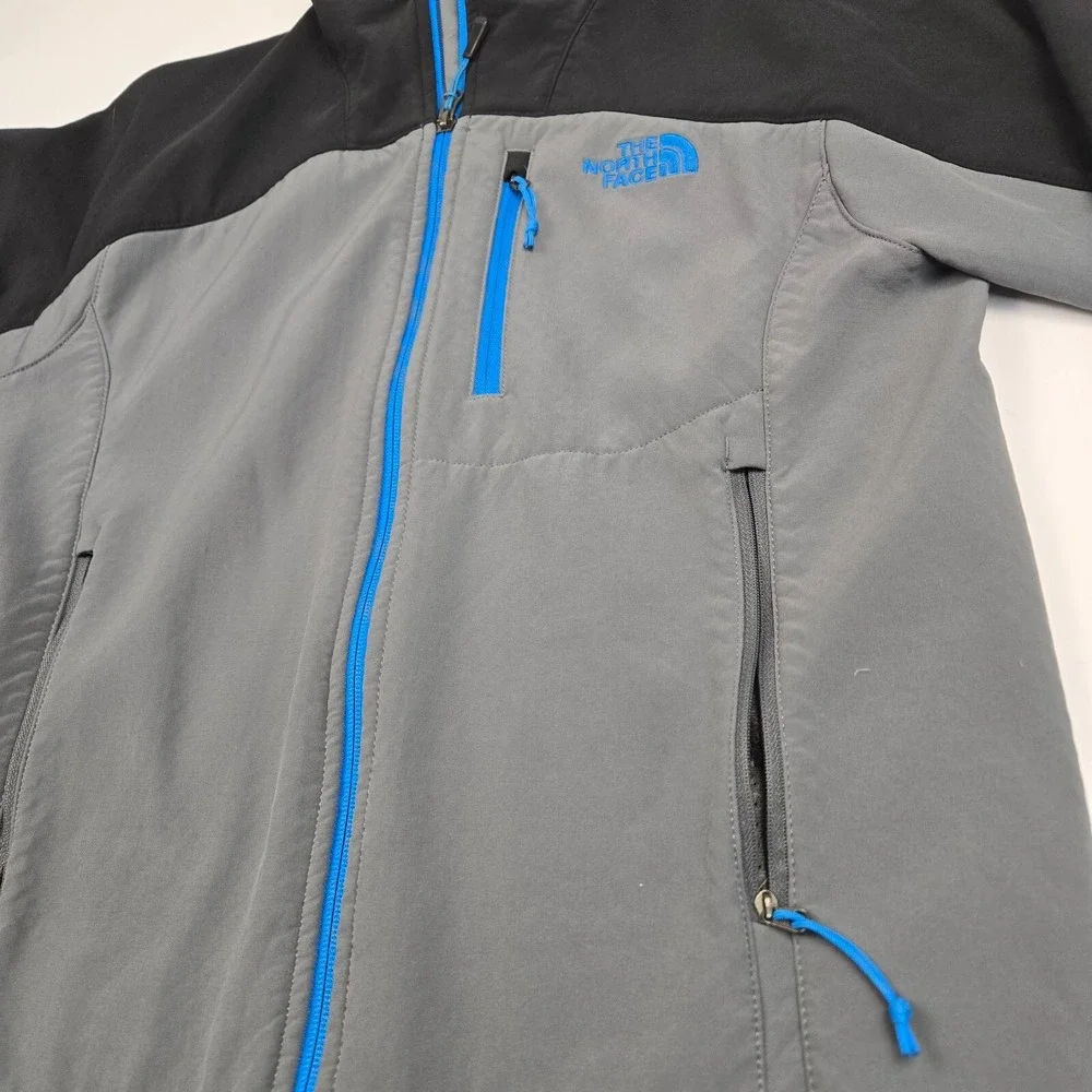 The North Face Gray Black Blue Liner Full Zip Softrock‎ Jacket Size Small